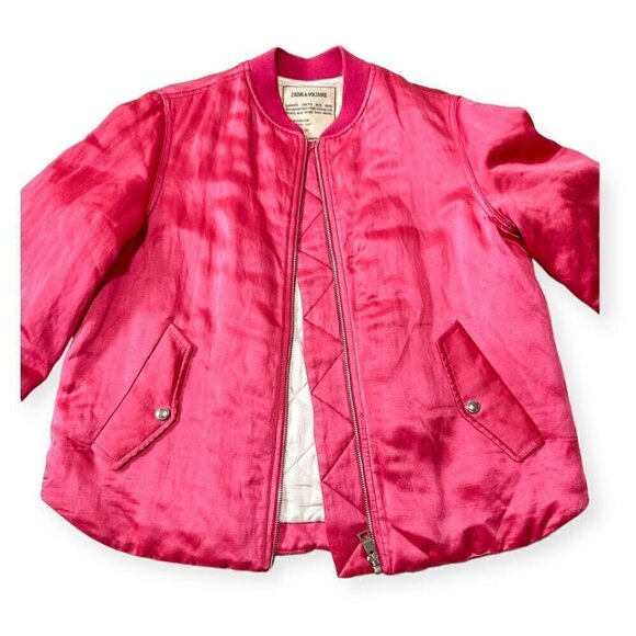 Zadig & Voltaire Ben Bomber Jacket, Pink, Fuchsia, Size M - Picture 8 of 16